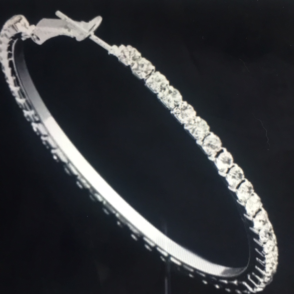 Silver White Crystal Hoops - Picture 5 of 6